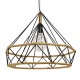 GLOBOSTAR® FLUTED 01422 Vintage Κρεμαστό Φωτιστικό Οροφής με Ντουί 1 x E27 AC 220-240V IP20 - Μαύρο & Μπεζ - Μ50 x Π50 x Y44cm