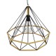 GLOBOSTAR® FLUTED 01422 Vintage Κρεμαστό Φωτιστικό Οροφής με Ντουί 1 x E27 AC 220-240V IP20 - Μαύρο & Μπεζ - Μ50 x Π50 x Y44cm