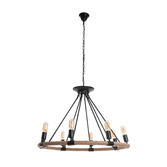 GLOBOSTAR® MILLBANK 01423 Vintage Κρεμαστό Φωτιστικό Οροφής με Ντουί 8 x E27 AC 220-240V IP20 - Μαύρο & Μπεζ - Μ80 x Π80 x Y54cm GLOBOSTAR® MILLBANK 01423 Vintage Κρεμαστό Φωτιστικό Οροφής με Ντουί 8 x E27 AC 220-240V IP20 - Μαύρο & Μπεζ - Μ80 x Π80 x Y54cm