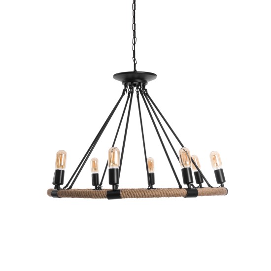 GLOBOSTAR® MILLBANK 01423 Vintage Κρεμαστό Φωτιστικό Οροφής με Ντουί 8 x E27 AC 220-240V IP20 - Μαύρο & Μπεζ - Μ80 x Π80 x Y54cm GLOBOSTAR® MILLBANK 01423 Vintage Κρεμαστό Φωτιστικό Οροφής με Ντουί 8 x E27 AC 220-240V IP20 - Μαύρο & Μπεζ - Μ80 x Π80 x Y54cm
