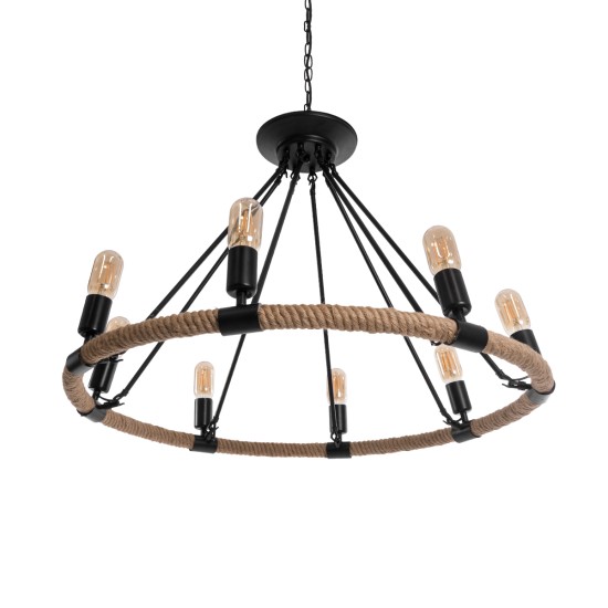 GLOBOSTAR® MILLBANK 01423 Vintage Κρεμαστό Φωτιστικό Οροφής με Ντουί 8 x E27 AC 220-240V IP20 - Μαύρο & Μπεζ - Μ80 x Π80 x Y54cm GLOBOSTAR® MILLBANK 01423 Vintage Κρεμαστό Φωτιστικό Οροφής με Ντουί 8 x E27 AC 220-240V IP20 - Μαύρο & Μπεζ - Μ80 x Π80 x Y54cm
