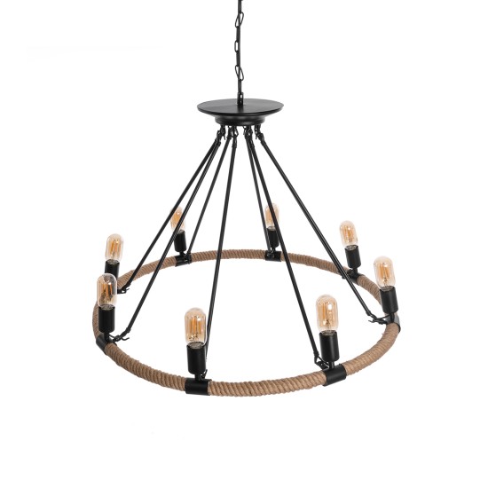 GLOBOSTAR® MILLBANK 01423 Vintage Κρεμαστό Φωτιστικό Οροφής με Ντουί 8 x E27 AC 220-240V IP20 - Μαύρο & Μπεζ - Μ80 x Π80 x Y54cm GLOBOSTAR® MILLBANK 01423 Vintage Κρεμαστό Φωτιστικό Οροφής με Ντουί 8 x E27 AC 220-240V IP20 - Μαύρο & Μπεζ - Μ80 x Π80 x Y54cm