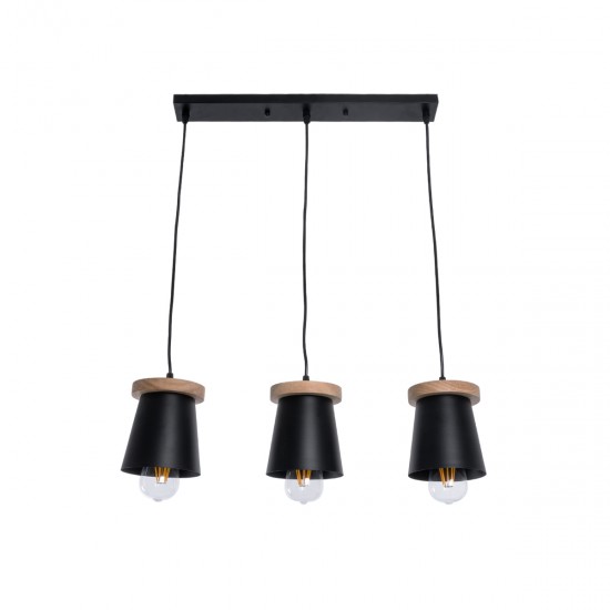 GLOBOSTAR® LANA 01425 Μοντέρνο Κρεμαστό Φωτιστικό Οροφής με Ντουί 3 x E27 AC 220-240V IP20 - Μαύρο & Καφέ - Μ60 x Π13 x Υ18cm GLOBOSTAR® LANA 01425 Μοντέρνο Κρεμαστό Φωτιστικό Οροφής με Ντουί 3 x E27 AC 220-240V IP20 - Μαύρο & Καφέ - Μ60 x Π13 x Υ18cm