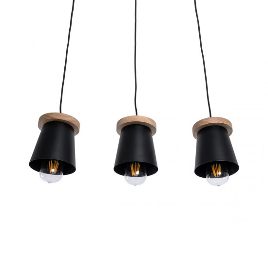 GLOBOSTAR® LANA 01425 Μοντέρνο Κρεμαστό Φωτιστικό Οροφής με Ντουί 3 x E27 AC 220-240V IP20 - Μαύρο & Καφέ - Μ60 x Π13 x Υ18cm GLOBOSTAR® LANA 01425 Μοντέρνο Κρεμαστό Φωτιστικό Οροφής με Ντουί 3 x E27 AC 220-240V IP20 - Μαύρο & Καφέ - Μ60 x Π13 x Υ18cm