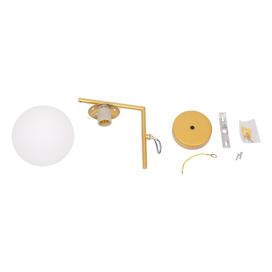 GLOBOSTAR® JADA 01426 Μοντέρνο Φωτιστικό Τοίχου - Απλίκα με Ντουί 1 x E27 AC 220-240V IP20 - Χρυσό & Λευκό - Μ15 x Π21.5 x Υ18cm GLOBOSTAR® JADA 01426 Μοντέρνο Φωτιστικό Τοίχου - Απλίκα με Ντουί 1 x E27 AC 220-240V IP20 - Χρυσό & Λευκό - Μ15 x Π21.5 x Υ18cm