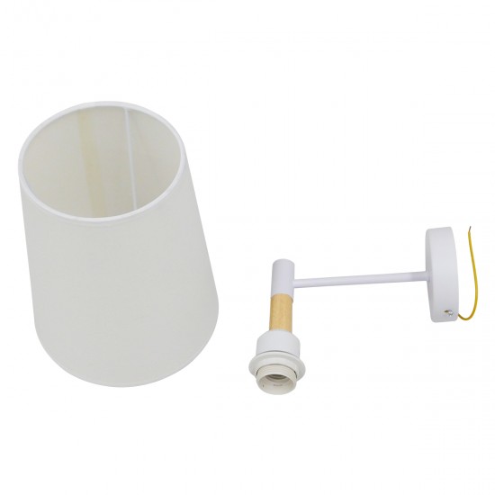 GLOBOSTAR® LYDFORD 01433 Μοντέρνο Φωτιστικό Τοίχου - Απλίκα με Ντουί 1 x E27 AC 220-240V IP20 - Λευκό & Μπέζ - Μ20 x Π28 x Υ36cm