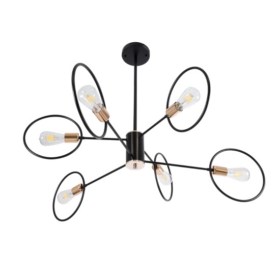 GLOBOSTAR® NEXUS 01446 Μοντέρνο Φωτιστικό Οροφής με Ντουί 6 x E27 AC 220-240V IP20 - Μαύρο & Χάλκινο - Μ105 x Π105 x Υ70cm GLOBOSTAR® NEXUS 01446 Μοντέρνο Φωτιστικό Οροφής με Ντουί 6 x E27 AC 220-240V IP20 - Μαύρο & Χάλκινο - Μ105 x Π105 x Υ70cm