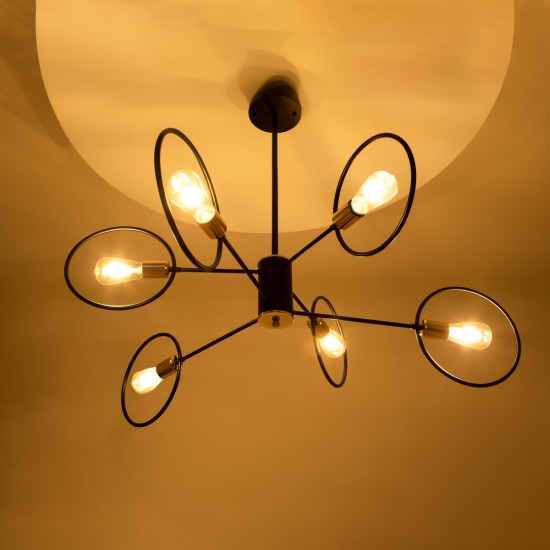 GLOBOSTAR® NEXUS 01446 Μοντέρνο Φωτιστικό Οροφής με Ντουί 6 x E27 AC 220-240V IP20 - Μαύρο & Χάλκινο - Μ105 x Π105 x Υ70cm GLOBOSTAR® NEXUS 01446 Μοντέρνο Φωτιστικό Οροφής με Ντουί 6 x E27 AC 220-240V IP20 - Μαύρο & Χάλκινο - Μ105 x Π105 x Υ70cm