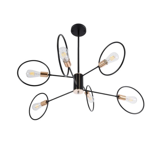 GLOBOSTAR® NEXUS 01446 Μοντέρνο Φωτιστικό Οροφής με Ντουί 6 x E27 AC 220-240V IP20 - Μαύρο & Χάλκινο - Μ105 x Π105 x Υ70cm GLOBOSTAR® NEXUS 01446 Μοντέρνο Φωτιστικό Οροφής με Ντουί 6 x E27 AC 220-240V IP20 - Μαύρο & Χάλκινο - Μ105 x Π105 x Υ70cm