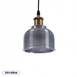 GLOBOSTAR® SEGRETO 01449 Vintage Κρεμαστό Φωτιστικό Οροφής με Ντουί 1 x E27 AC 220-240V IP20 - Γκρι & Χρυσό - Μ14 x Π14 x Υ18cm