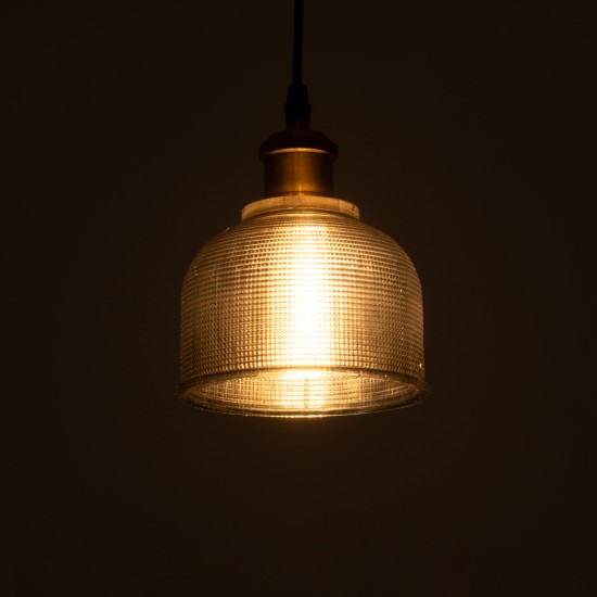 GLOBOSTAR® SEGRETO 01449 Vintage Κρεμαστό Φωτιστικό Οροφής με Ντουί 1 x E27 AC 220-240V IP20 - Γκρι & Χρυσό - Μ14 x Π14 x Υ18cm