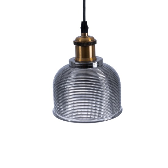 GLOBOSTAR® SEGRETO 01449 Vintage Κρεμαστό Φωτιστικό Οροφής με Ντουί 1 x E27 AC 220-240V IP20 - Γκρι & Χρυσό - Μ14 x Π14 x Υ18cm