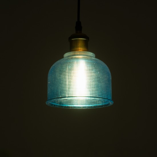 GLOBOSTAR® SEGRETO 01452 Vintage Κρεμαστό Φωτιστικό Οροφής με Ντουί 1 x E27 AC 220-240V IP20 - Μπλε & Χρυσό - Μ14 x Π14 x Υ18cm