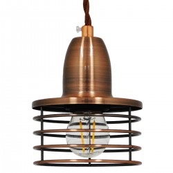 GLOBOSTAR® MANHATTAN 01453 Μοντέρνο Κρεμαστό Φωτιστικό Οροφής με Ντουί 1 x E27 AC 220-240V IP20 - Χάλκινο - Μ11 x Π11 x Υ14cm