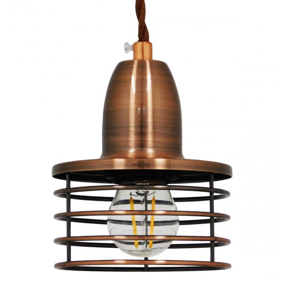 GLOBOSTAR® MANHATTAN 01453 Μοντέρνο Κρεμαστό Φωτιστικό Οροφής με Ντουί 1 x E27 AC 220-240V IP20 - Χάλκινο - Μ11 x Π11 x Υ14cm