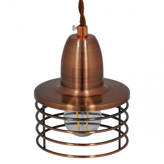 GLOBOSTAR® MANHATTAN 01453 Μοντέρνο Κρεμαστό Φωτιστικό Οροφής με Ντουί 1 x E27 AC 220-240V IP20 - Χάλκινο - Μ11 x Π11 x Υ14cm