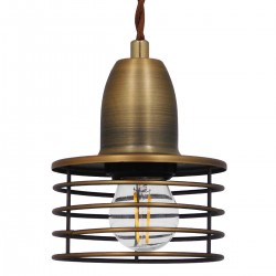 GLOBOSTAR® MANHATTAN 01454 Μοντέρνο Κρεμαστό Φωτιστικό Οροφής με Ντουί 1 x E27 AC 220-240V IP20 - Μπρούτζινο - Μ11 x Π11 x Υ14cm