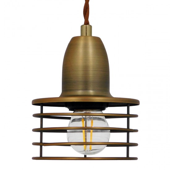 GLOBOSTAR® MANHATTAN 01454 Μοντέρνο Κρεμαστό Φωτιστικό Οροφής με Ντουί 1 x E27 AC 220-240V IP20 - Μπρούτζινο - Μ11 x Π11 x Υ14cm