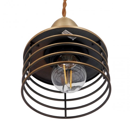 GLOBOSTAR® MANHATTAN 01454 Μοντέρνο Κρεμαστό Φωτιστικό Οροφής με Ντουί 1 x E27 AC 220-240V IP20 - Μπρούτζινο - Μ11 x Π11 x Υ14cm