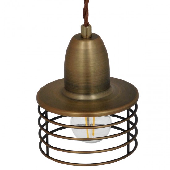 GLOBOSTAR® MANHATTAN 01454 Μοντέρνο Κρεμαστό Φωτιστικό Οροφής με Ντουί 1 x E27 AC 220-240V IP20 - Μπρούτζινο - Μ11 x Π11 x Υ14cm