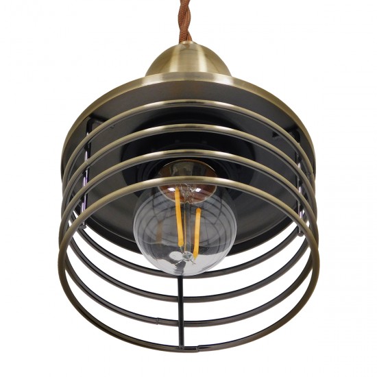 GLOBOSTAR® MANHATTAN 01455 Μοντέρνο Κρεμαστό Φωτιστικό Οροφής με Ντουί 1 x E27 AC 220-240V IP20 - Μπρούτζινο - Μ11 x Π11 x Υ14cm
