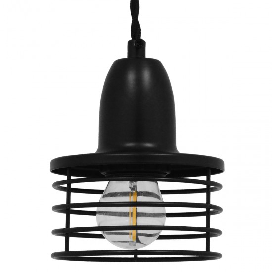 GLOBOSTAR® MANHATTAN 01456 Μοντέρνο Κρεμαστό Φωτιστικό Οροφής με Ντουί 1 x E27 AC 220-240V IP20 - Μαύρο - Μ11 x Π11 x Υ14cm