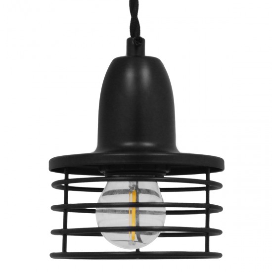 GLOBOSTAR® MANHATTAN 01456 Μοντέρνο Κρεμαστό Φωτιστικό Οροφής με Ντουί 1 x E27 AC 220-240V IP20 - Μαύρο - Μ11 x Π11 x Υ14cm