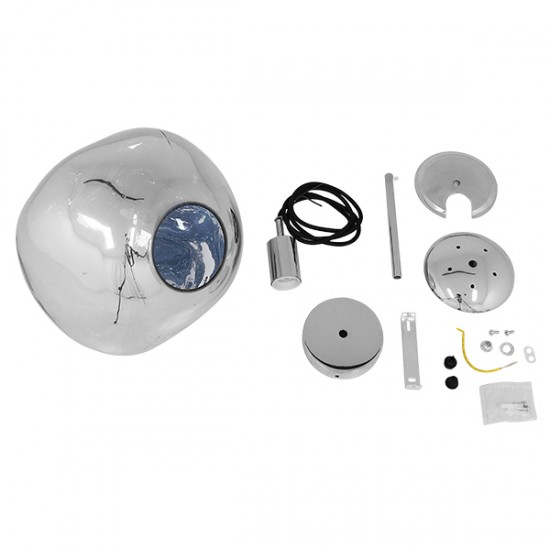 GLOBOSTAR® DIXAR 01464 Μοντέρνο Κρεμαστό Φωτιστικό Οροφής με Ντουί 1 x E27 AC 220-240V IP20 -Ασημί - Μ36 x Π36 x Υ45cm