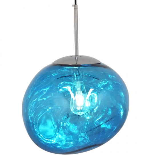 GLOBOSTAR® DIXAR 01467 Μοντέρνο Κρεμαστό Φωτιστικό Οροφής με Ντουί 1 x E27 AC 220-240V IP20 - Μπλε & Ασημί - Μ36 x Π36 x Υ45cm