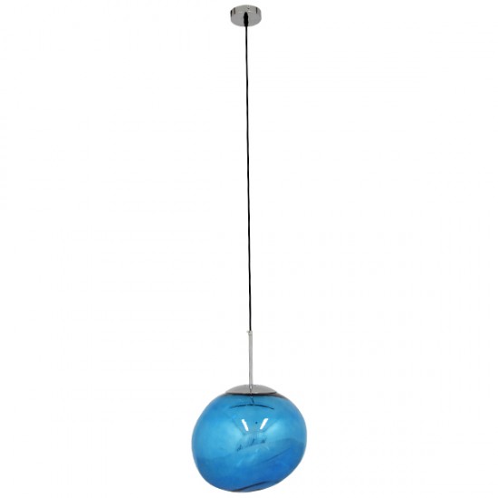 GLOBOSTAR® DIXAR 01467 Μοντέρνο Κρεμαστό Φωτιστικό Οροφής με Ντουί 1 x E27 AC 220-240V IP20 - Μπλε & Ασημί - Μ36 x Π36 x Υ45cm