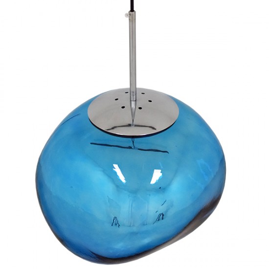 GLOBOSTAR® DIXAR 01467 Μοντέρνο Κρεμαστό Φωτιστικό Οροφής με Ντουί 1 x E27 AC 220-240V IP20 - Μπλε & Ασημί - Μ36 x Π36 x Υ45cm