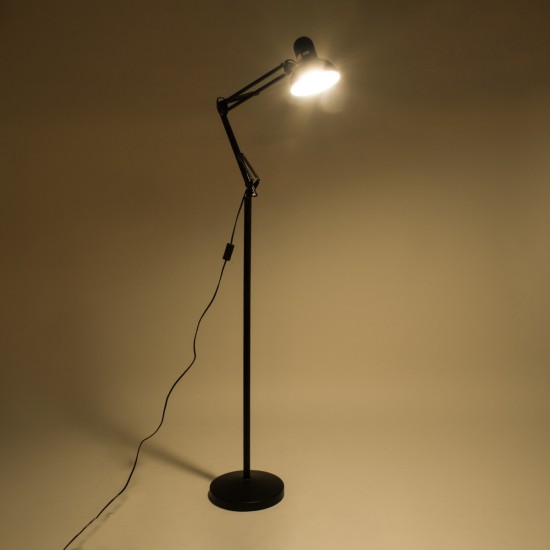GLOBOSTAR® AUDREY 01468 Vintage Επιδαπέδιο Φωτιστικό με Ντουί 1 x E27 AC 220-240V IP20 - Μαύρο - Μ15 x Π15 x Υ190cm