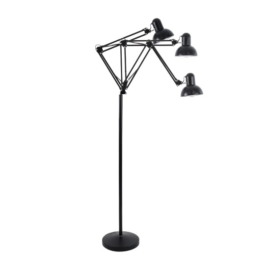 GLOBOSTAR® AUDREY 01468 Vintage Επιδαπέδιο Φωτιστικό με Ντουί 1 x E27 AC 220-240V IP20 - Μαύρο - Μ15 x Π15 x Υ190cm