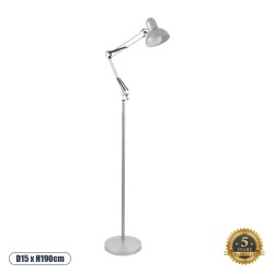 GLOBOSTAR® AUDREY 01469 Vintage Επιδαπέδιο Φωτιστικό με Ντουί 1 x E27 AC 220-240V IP20 - Ασημί - Μ15 x Π15 x Υ190cm