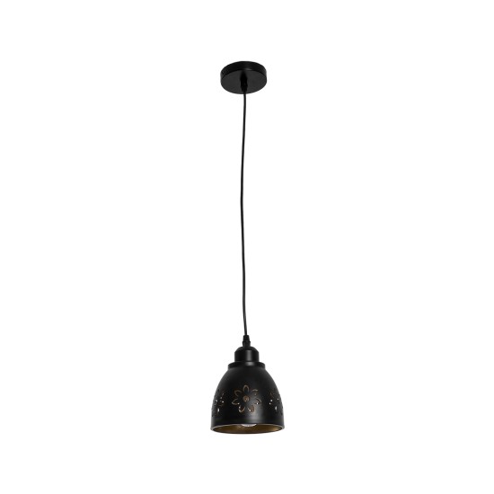 GLOBOSTAR® COOLIE 01479 Μοντέρνο Κρεμαστό Φωτιστικό Οροφής με Ντουί 1 x E27 AC 220-240V IP20 - Μαύρο & Χρυσό - Μ12.5 x Π12.5 x Υ11.5cm