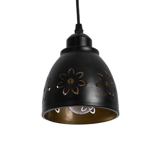 GLOBOSTAR® COOLIE 01479 Μοντέρνο Κρεμαστό Φωτιστικό Οροφής με Ντουί 1 x E27 AC 220-240V IP20 - Μαύρο & Χρυσό - Μ12.5 x Π12.5 x Υ11.5cm