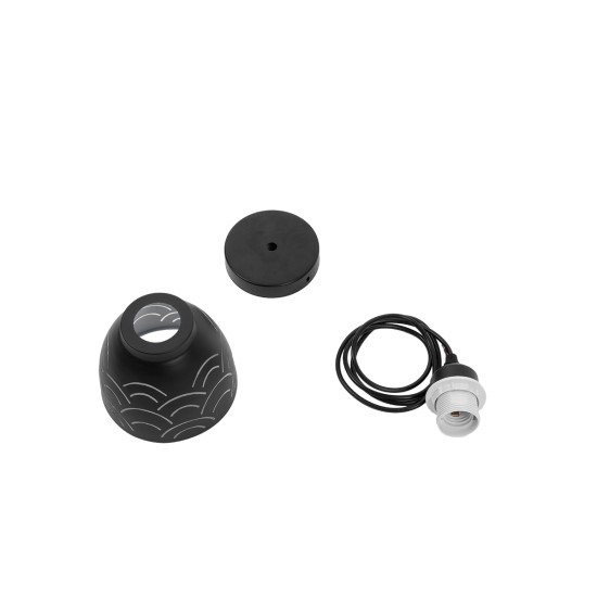 GLOBOSTAR® COOLIE 01482 Μοντέρνο Κρεμαστό Φωτιστικό Οροφής με Ντουί 1 x E27 AC 220-240V IP20 - Μαύρο & Ασημί - Μ12.5 x Π12.5 x Υ11.5cm