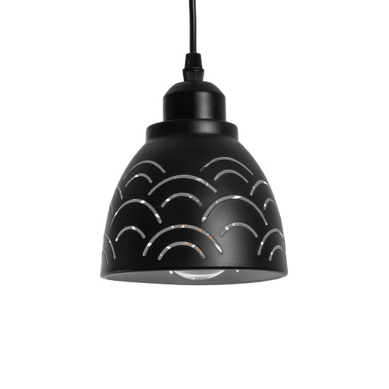 GLOBOSTAR® COOLIE 01482 Μοντέρνο Κρεμαστό Φωτιστικό Οροφής με Ντουί 1 x E27 AC 220-240V IP20 - Μαύρο & Ασημί - Μ12.5 x Π12.5 x Υ11.5cm