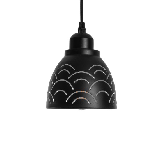 GLOBOSTAR® COOLIE 01482 Μοντέρνο Κρεμαστό Φωτιστικό Οροφής με Ντουί 1 x E27 AC 220-240V IP20 - Μαύρο & Ασημί - Μ12.5 x Π12.5 x Υ11.5cm