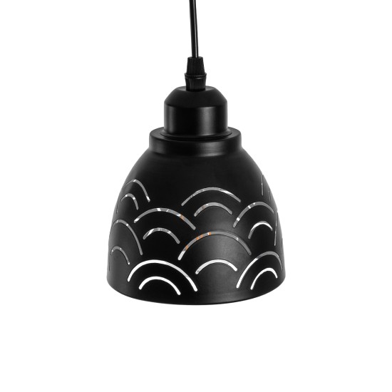 GLOBOSTAR® COOLIE 01482 Μοντέρνο Κρεμαστό Φωτιστικό Οροφής με Ντουί 1 x E27 AC 220-240V IP20 - Μαύρο & Ασημί - Μ12.5 x Π12.5 x Υ11.5cm