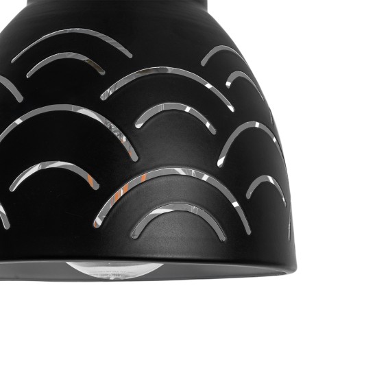 GLOBOSTAR® COOLIE 01482 Μοντέρνο Κρεμαστό Φωτιστικό Οροφής με Ντουί 1 x E27 AC 220-240V IP20 - Μαύρο & Ασημί - Μ12.5 x Π12.5 x Υ11.5cm