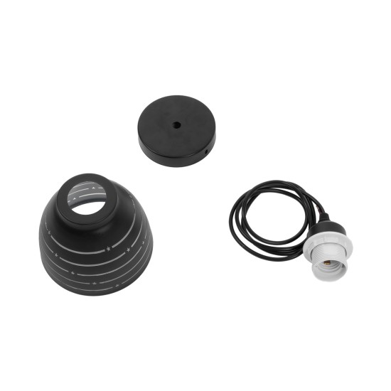 GLOBOSTAR® COOLIE 01483 Μοντέρνο Κρεμαστό Φωτιστικό Οροφής με Ντουί 1 x E27 AC 220-240V IP20 - Μαύρο & Ασημί - Μ12.5 x Π12.5 x Υ11.5cm