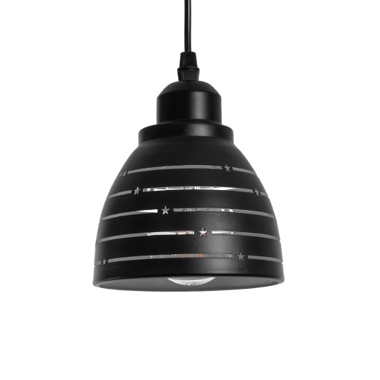 GLOBOSTAR® COOLIE 01483 Μοντέρνο Κρεμαστό Φωτιστικό Οροφής με Ντουί 1 x E27 AC 220-240V IP20 - Μαύρο & Ασημί - Μ12.5 x Π12.5 x Υ11.5cm