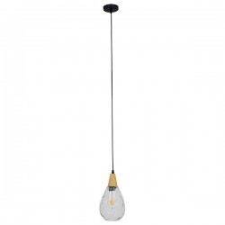 GLOBOSTAR® NOAH 01491 Μοντέρνο Κρεμαστό Φωτιστικό Οροφής με Ντουί 1 x E27 AC 220-240V IP20 - Διάφανο & Μπεζ - Μ16 x Π16 x Υ30cm