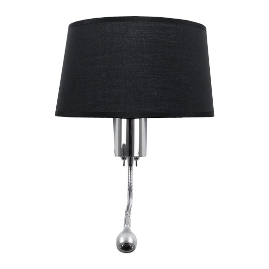GLOBOSTAR® ELEGANT 01492 Μοντέρνο Φωτιστικό Τοίχου - Απλίκα Ξενοδοχείου Reading Light με Ντουί 1 x E27 LED 3W 360lm 36° AC 220-240V IP20 Θερμό Λευκό 2700K - Bridgelux COB Chip - Χρώμιο & Μαύρο - Μ26 x Π16.5 x Υ33cm - 2 Χρόνια Εγγύηση GLOBOSTAR® ELEGANT 01492 Μοντέρνο Φωτιστικό Τοίχου - Απλίκα Ξενοδοχείου Reading Light με Ντουί 1 x E27 LED 3W 360lm 36° AC 220-240V IP20 Θερμό Λευκό 2700K - Bridgelux COB Chip - Χρώμιο & Μαύρο - Μ26 x Π16.5 x Υ33cm - 2 Χρόνια Εγγύηση