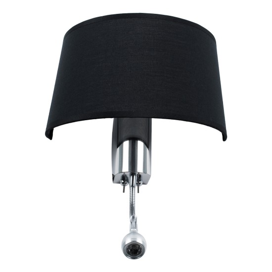 GLOBOSTAR® ELEGANT 01492 Μοντέρνο Φωτιστικό Τοίχου - Απλίκα Ξενοδοχείου Reading Light με Ντουί 1 x E27 LED 3W 360lm 36° AC 220-240V IP20 Θερμό Λευκό 2700K - Bridgelux COB Chip - Χρώμιο & Μαύρο - Μ26 x Π16.5 x Υ33cm - 2 Χρόνια Εγγύηση GLOBOSTAR® ELEGANT 01492 Μοντέρνο Φωτιστικό Τοίχου - Απλίκα Ξενοδοχείου Reading Light με Ντουί 1 x E27 LED 3W 360lm 36° AC 220-240V IP20 Θερμό Λευκό 2700K - Bridgelux COB Chip - Χρώμιο & Μαύρο - Μ26 x Π16.5 x Υ33cm - 2 Χρόνια Εγγύηση