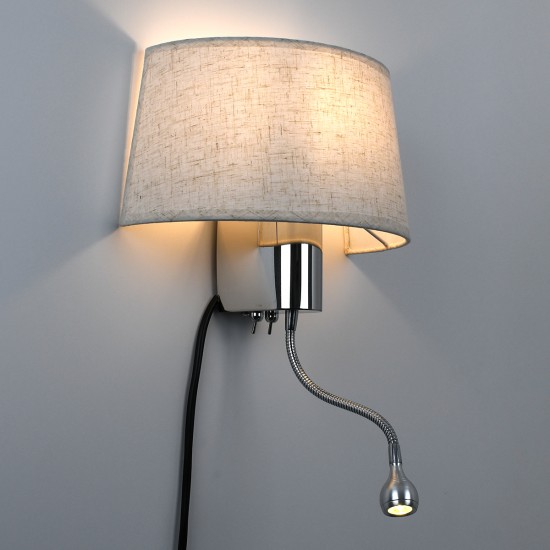 GLOBOSTAR® ELEGANT 01493 Μοντέρνο Φωτιστικό Τοίχου - Απλίκα Ξενοδοχείου Reading Light με Ντουί 1 x E27 LED 3W 360lm 36° AC 220-240V IP20 Θερμό Λευκό 2700K - Bridgelux COB Chip - Ασημί & Λευκό - Μ26 x Π16.5 x Υ33cm - 2 Χρόνια Εγγύηση GLOBOSTAR® ELEGANT 01493 Μοντέρνο Φωτιστικό Τοίχου - Απλίκα Ξενοδοχείου Reading Light με Ντουί 1 x E27 LED 3W 360lm 36° AC 220-240V IP20 Θερμό Λευκό 2700K - Bridgelux COB Chip - Ασημί & Λευκό - Μ26 x Π16.5 x Υ33cm - 2 Χρόνια Εγγύηση