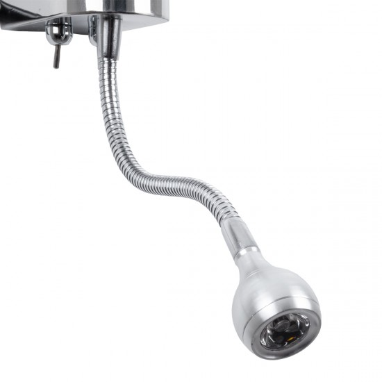 GLOBOSTAR® ELEGANT 01493 Μοντέρνο Φωτιστικό Τοίχου - Απλίκα Ξενοδοχείου Reading Light με Ντουί 1 x E27 LED 3W 360lm 36° AC 220-240V IP20 Θερμό Λευκό 2700K - Bridgelux COB Chip - Ασημί & Λευκό - Μ26 x Π16.5 x Υ33cm - 2 Χρόνια Εγγύηση GLOBOSTAR® ELEGANT 01493 Μοντέρνο Φωτιστικό Τοίχου - Απλίκα Ξενοδοχείου Reading Light με Ντουί 1 x E27 LED 3W 360lm 36° AC 220-240V IP20 Θερμό Λευκό 2700K - Bridgelux COB Chip - Ασημί & Λευκό - Μ26 x Π16.5 x Υ33cm - 2 Χρόνια Εγγύηση