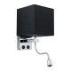 GLOBOSTAR® ELEGANT 01494 Μοντέρνο Φωτιστικό Τοίχου - Απλίκα Ξενοδοχείου Reading Light με Ντουί 1 x E27 LED 3W 270lm 36° AC 220-240V IP20 Θερμό Λευκό 2700K - CREE XPE Chip - Ασημί & Μαύρο - Μ17 x Π21 x Υ43cm - 2 Χρόνια Εγγύηση