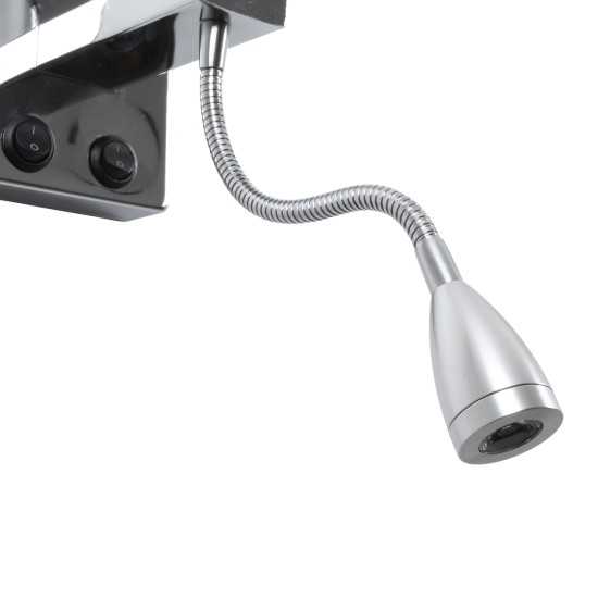 GLOBOSTAR® ELEGANT 01495 Μοντέρνο Φωτιστικό Τοίχου - Απλίκα Ξενοδοχείου Reading Light με Ντουί 1 x E27 LED 3W 360lm 36° AC 220-240V IP20 Θερμό Λευκό 2700K - Bridgelux COB Chip - Χρώμιο & Λευκό - Μ17 x Π21 x Υ43cm - 2 Χρόνια Εγγύηση GLOBOSTAR® ELEGANT 01495 Μοντέρνο Φωτιστικό Τοίχου - Απλίκα Ξενοδοχείου Reading Light με Ντουί 1 x E27 LED 3W 360lm 36° AC 220-240V IP20 Θερμό Λευκό 2700K - Bridgelux COB Chip - Χρώμιο & Λευκό - Μ17 x Π21 x Υ43cm - 2 Χρόνια Εγγύηση